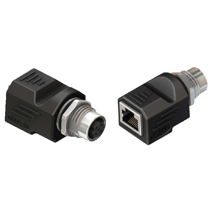 M12 Female - RJ45 Straight 4-Pin D-Coded Adapter — CAF12D4-SFRJ45 | Katlax