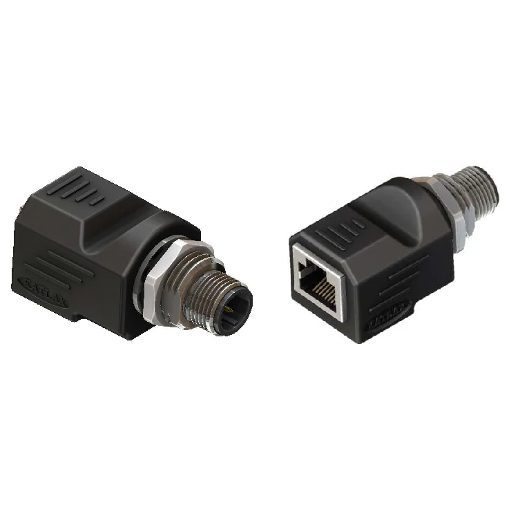 M12 Male - RJ45 Straight 4-Pin D-Coded Adapter — CAM12D4-SFRJ45 | Katlax