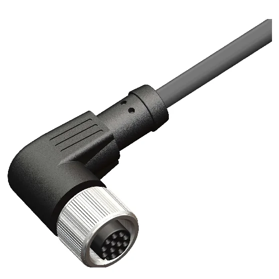M12 Female Angled 12-Pin A-Coded Molded Connector — CBF12-R12S0-02BPUR | Katlax